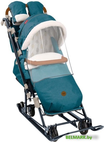 Санки-коляска Nika НД7-8К/3 (синий меланж) - фото