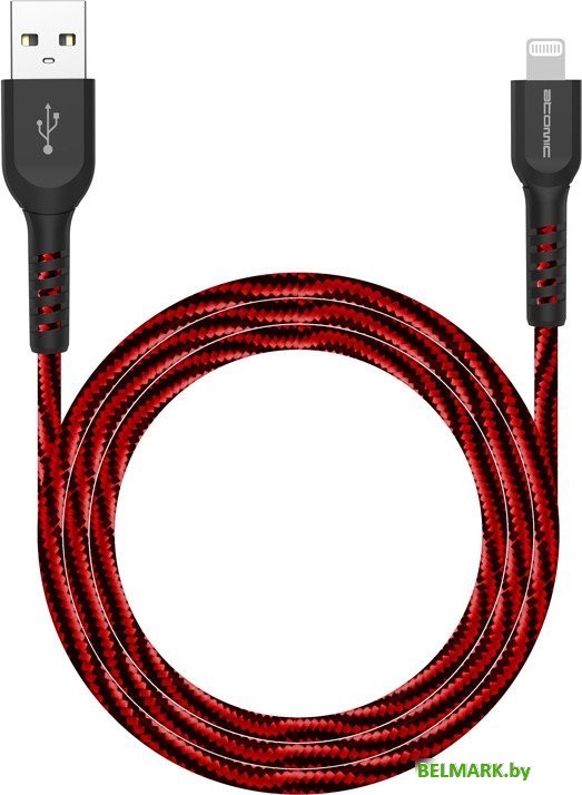 Кабель Atomic Flexstick Game+ 30.327 USB Type-A - Lightning (1.5 м, черный/красный) - фото