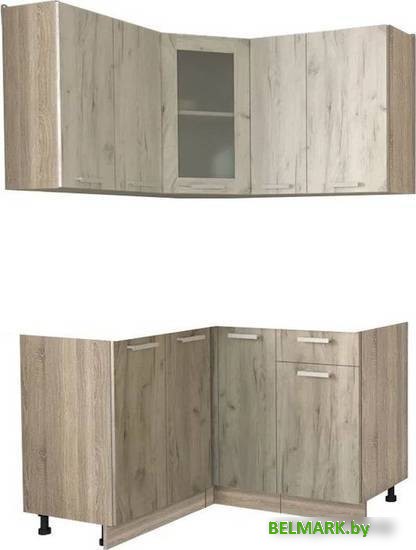 Готовая кухня Интерлиния Мила 12x13 без столешницы (дуб белый/дуб серый) - фото