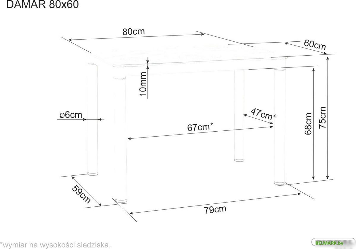 Кухонный стол Signal Damar DAMARDAC80 (дуб артизан/черный матовый) - фото2