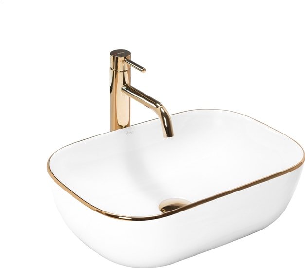 Умывальник Rea Belinda (белый матовый/золотистый) - фото