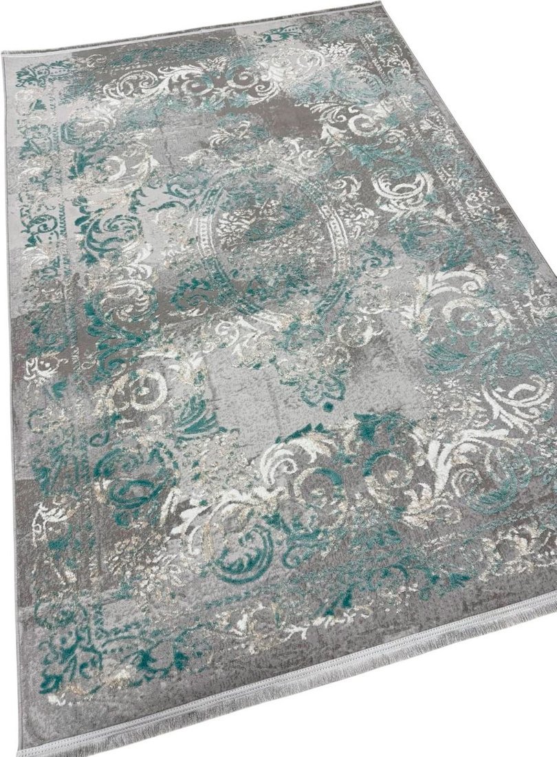 Ковер для жилой комнаты Radjab Carpet Афина Прямоугольник 9009A 12814RK (3x5, Grey/Green) - фото