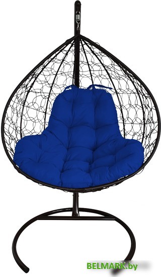 Подвесное кресло M-Group XL 11120410 (черный ротанг/синяя подушка) - фото