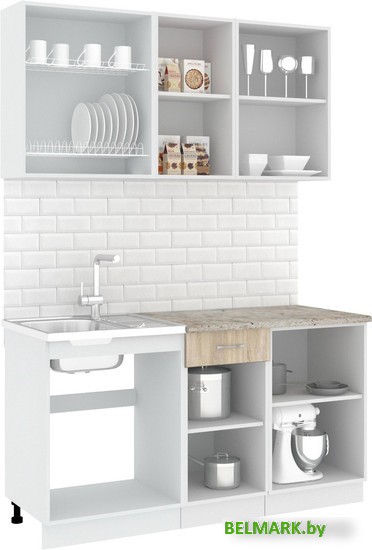 Готовая кухня Кортекс-мебель Корнелия Лира-лайт 1.5м (дуб сонома/марсель) - фото2