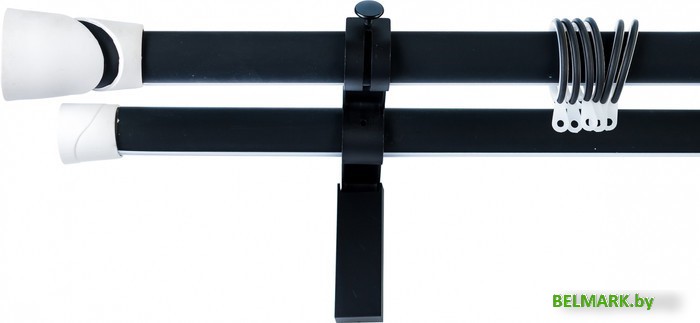 Карниз для штор Merry Bear Home Decor Стамбул двойной (2м, белый/черный матовый) - фото