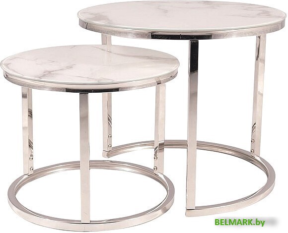 Журнальный столик Signal ATLANTA B II (2 шт., белый мрамор/хром) - фото