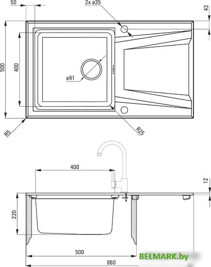 Кухонная мойка Deante Prime ZSR S113 (серый металлик) - фото2