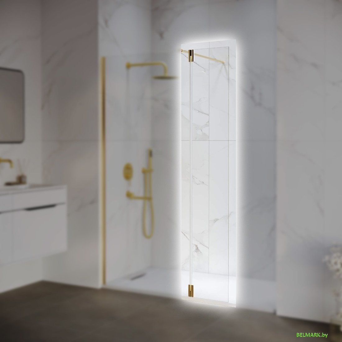 Душевая стенка RGW Z-070Gb 352207003-16 (золото браш/прозрачное стекло) - фото2