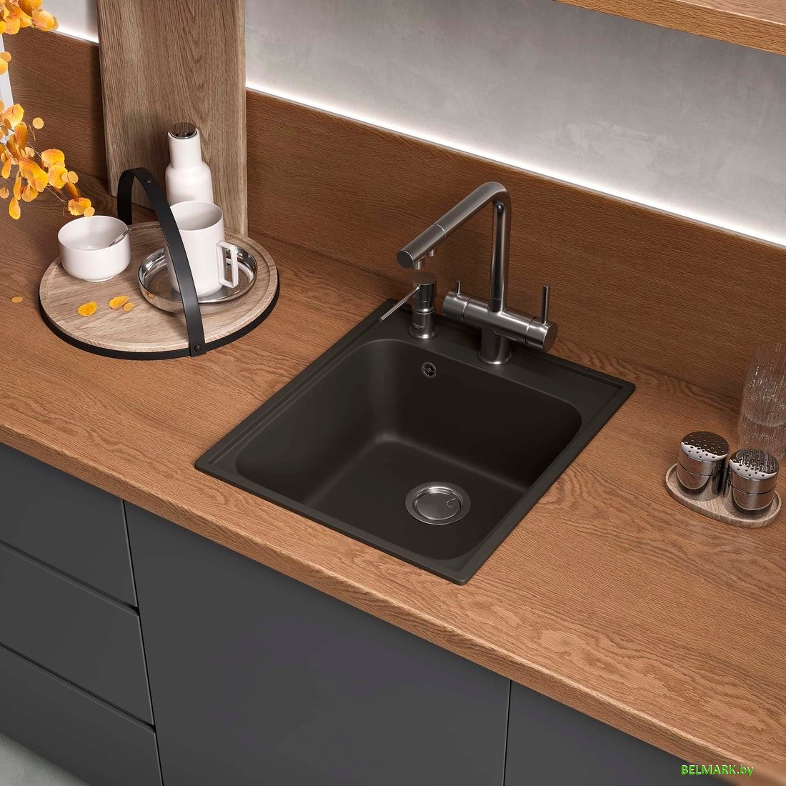Кухонная мойка Reflexion Quadra RF0243BL - фото