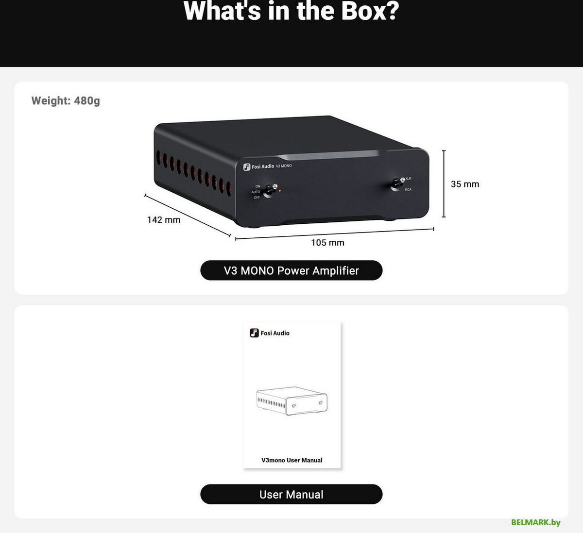 Усилитель мощности Fosi Audio V3 Mono (48V/5A) - фото2