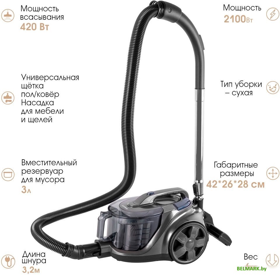 Пылесос Endever SkyClean VC-670 (серый/синий) - фото