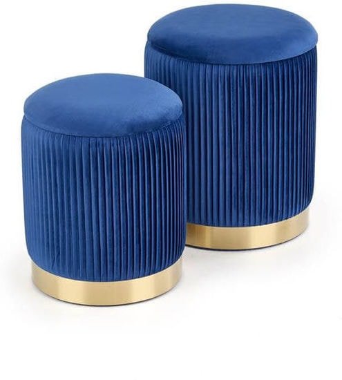 Пуфик Halmar Комплект MONTY 2 шт темно-синий/золотой - фото