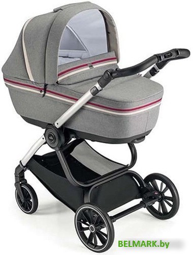 Универсальная коляска CAM Kit Milano-Duo (2 в 1, бордовые полосы/серебряный блеск) - фото