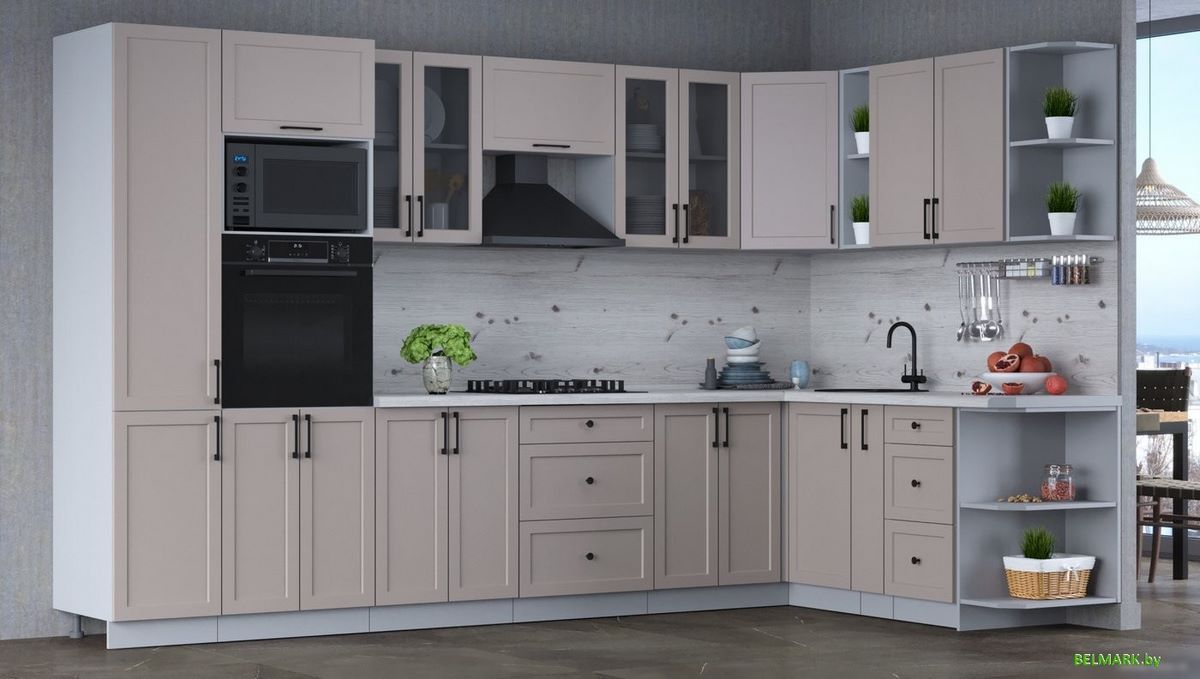 Готовая кухня Интерлиния Тренд 1.88x3.4 ВТ правая (луна/луна/бискайская сосна) - фото2