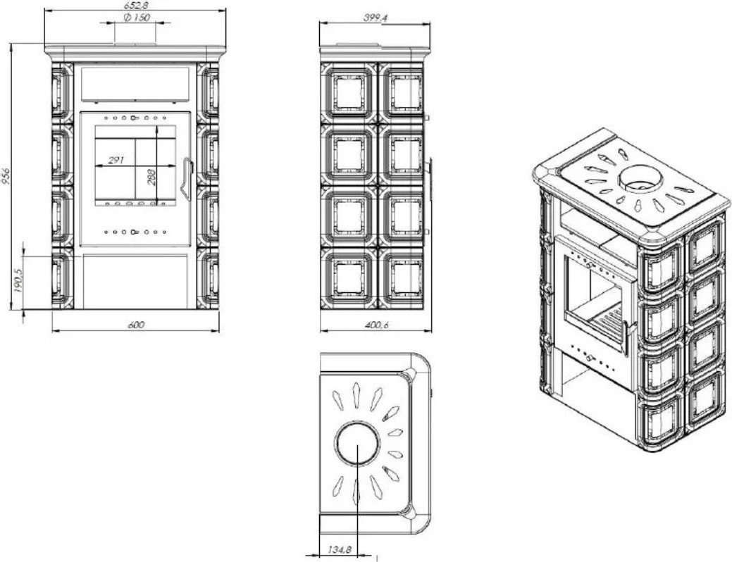 Свободностоящая печь-камин Nordflam Vera Cappuccino - фото2