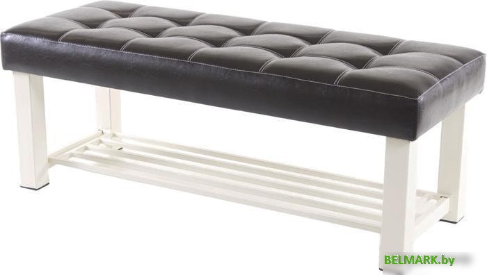 Банкетка AMC Lux 4 с полкой кожзам бежевый/коричневый/бежевый 4.1Б120323 - фото