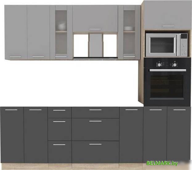 Готовая кухня Интерлиния Мила 2.4 ВТ без столешницы (серебристый/антрацит) - фото