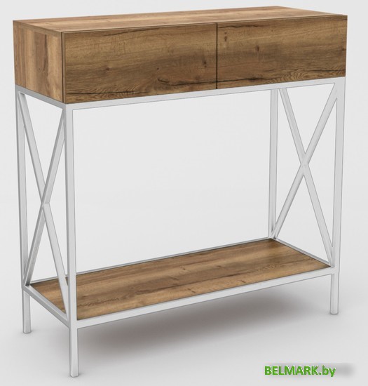 Консольный стол Hype Mebel Лесс 100x40 (белый/дуб галифакс олово) - фото