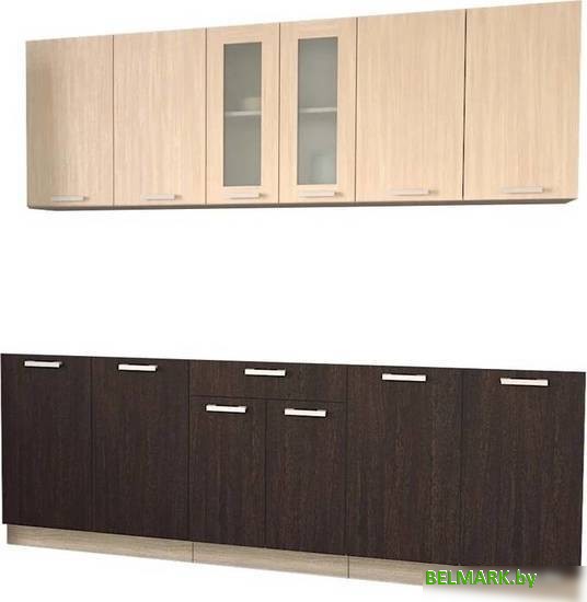 Готовая кухня Интерлиния Мила 22 без столешницы (дуб молочный/дуб венге) - фото