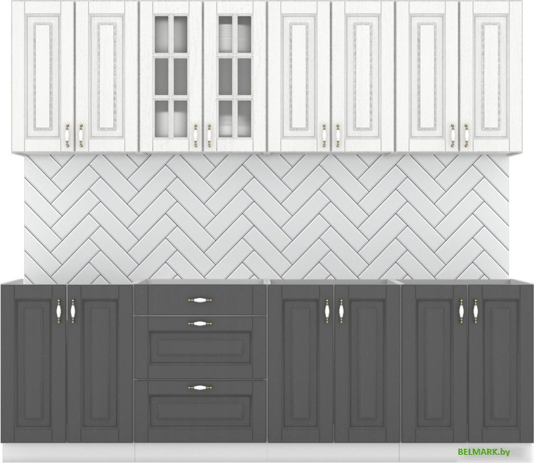 Готовая кухня Интермебель Бостон-8 2.4 без столешницы (акация белая/акация графит) - фото