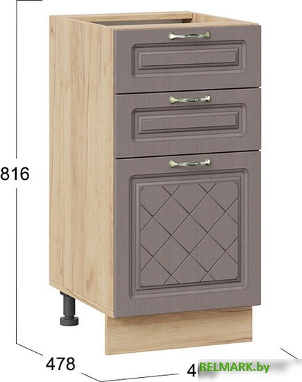 Шкаф напольный Трия Бьянка 1Н4Я3 (дуб крафт золотой/дуб серый) - фото2