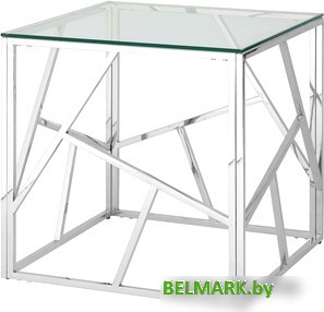 Журнальный столик Stool Group Арт Деко 55x55 EET-015 (прозрачное стекло/сталь серебристый) - фото