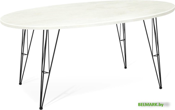 Кухонный стол Sheffilton SHT-TU10/120-80 МДФ овальный (черный муар/бетон крем) - фото