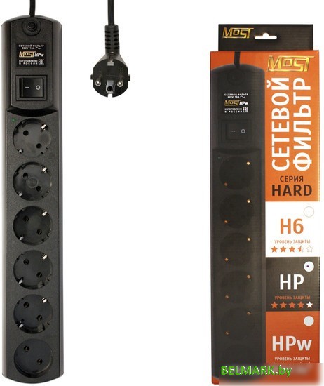 Сетевой фильтр Most HPW 2 м (черный) - фото