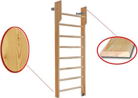 Шведская стенка (лестница) Dinamika С турником ZSO-002575 (3x1, сосна) - фото2