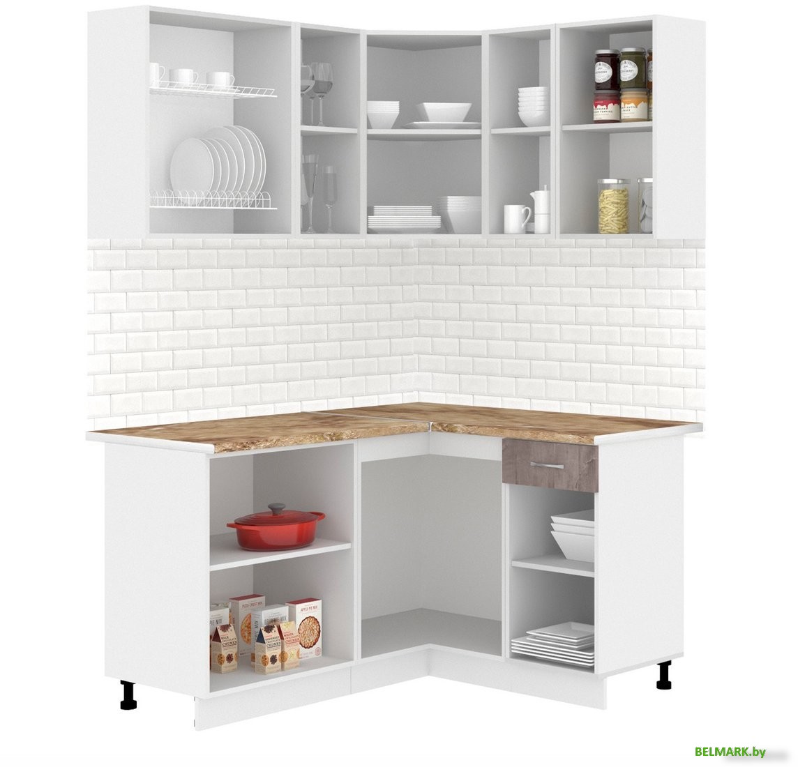 Готовая кухня Кортекс-мебель Корнелия Лира 1.5x1.3 (капучино/оникс/мадрид) - фото2