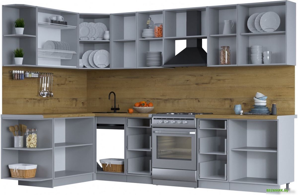 Готовая кухня Интерлиния Тренд 1.7x3.0 левая (луна/луна/бискайская сосна) - фото2