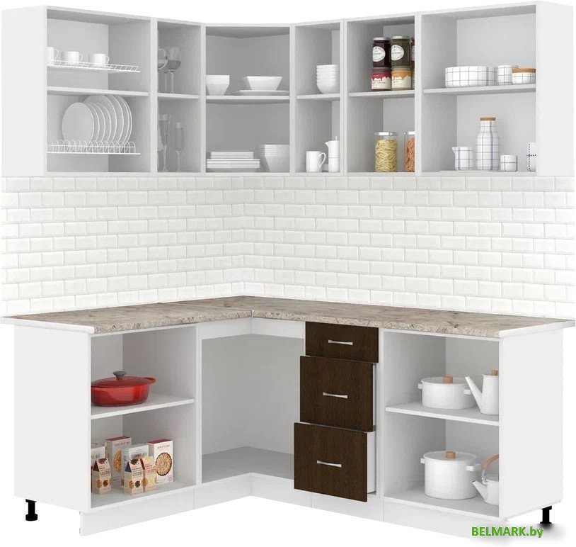 Готовая кухня Кортекс-мебель Корнелия Лира 1.5x1.9 (дуб сонома/венге/марсель) - фото2