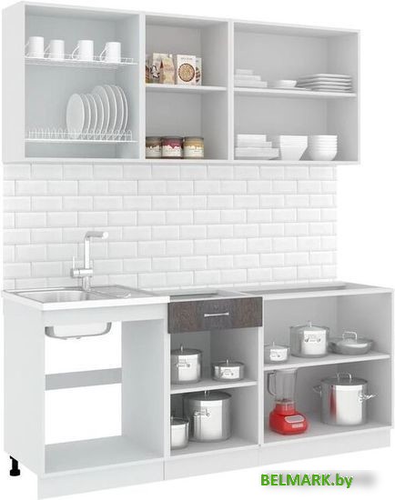 Готовая кухня Кортекс-мебель Корнелия Лира-лайт 1.9м (капучино/оникс/марсель) - фото2