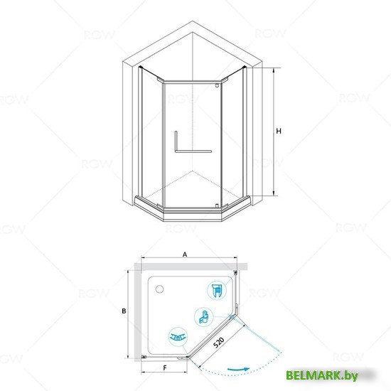Душевой уголок RGW HO-081 350608199-21 90x90 (хром/матовое стекло) - фото2