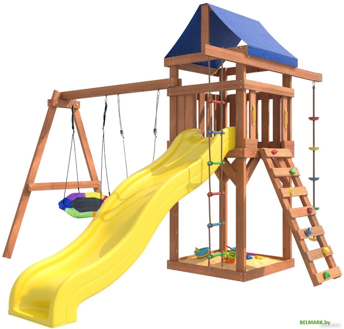 Игровой комплекс National Tree Company С качелями лодочка и гнездом Гексагон IgroWoods ДП-13 - фото2