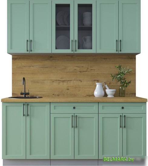 Готовая кухня Интерлиния Тренд 1.8А (мята/мята/дуб бунратти) - фото