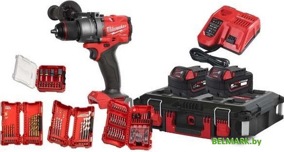 Ударная дрель-шуруповерт Milwaukee M18 FUEL Promo FPD3100P-502P 4933498240 (с 2-мя АКБ 5 Ач, кейс, набор оснастки) - фото