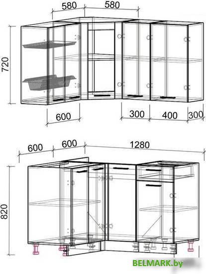 Готовая кухня Интерлиния Мила 12x13 без столешницы (белый платинум/бетон) - фото2