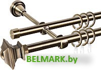 Карниз для штор АС ФОРОС Grace D16Г/16Г составной + наконечники Верди (3.2м, антик) - фото