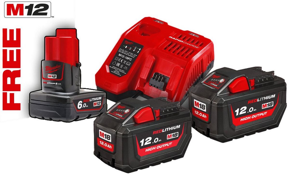 Аккумулятор с зарядным устройством Milwaukee M18 HNRG-122 4933464261 (2x12 Ач + 1x6 Ач/12-18В) - фото