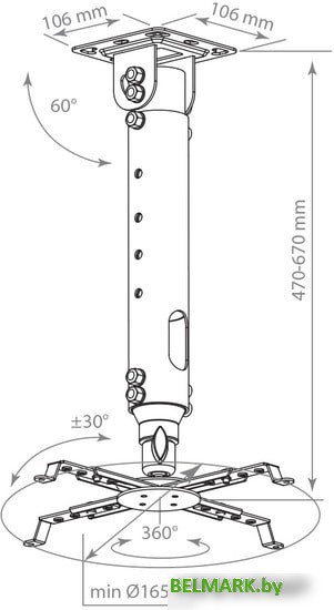 Кронштейн Kromax PROJECTOR-100 (серый) - фото2