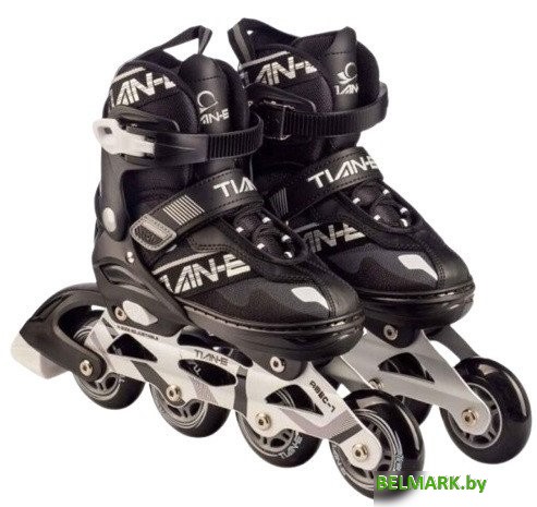 Роликовые коньки TIAN-E TE-782BKS (р. 31-34, черный) - фото