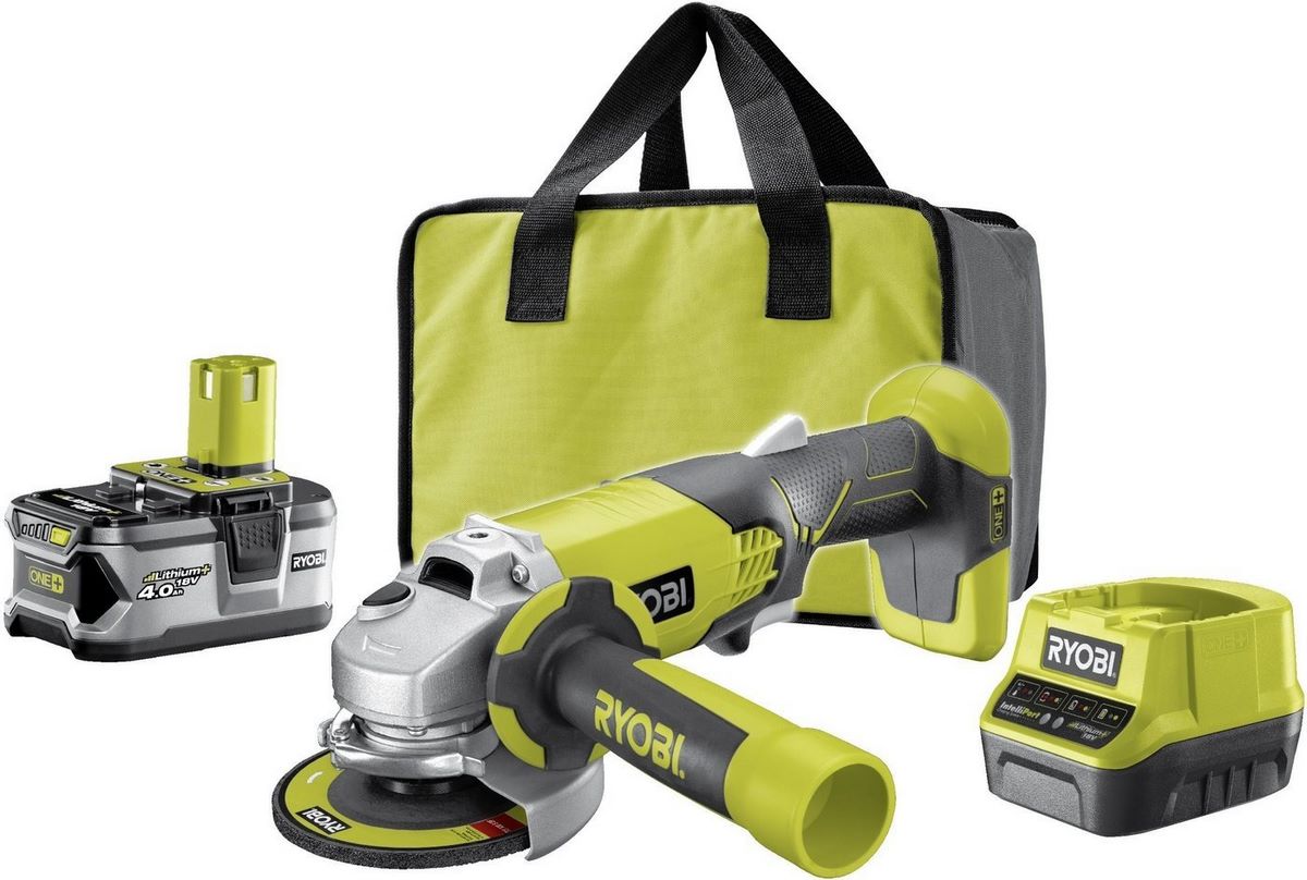 Угловая шлифмашина Ryobi R18AG-140S 5133003876 (с 1-им АКБ, сумка) - фото2