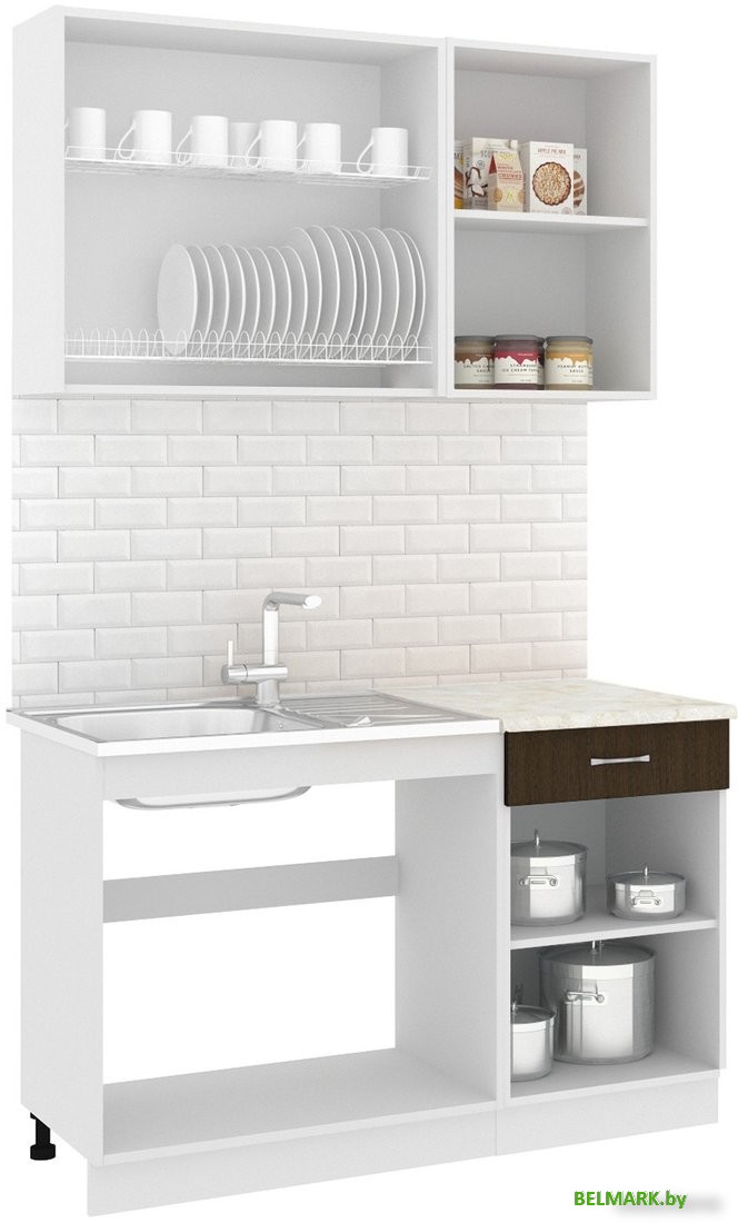 Готовая кухня Кортекс-мебель Корнелия Лира-лайт 1.3м (дуб сонома/венге/королевский опал) - фото2