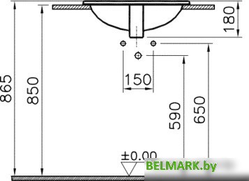 Умывальник Vitra S20 52.5x47.5 [5468B003-0001] - фото2