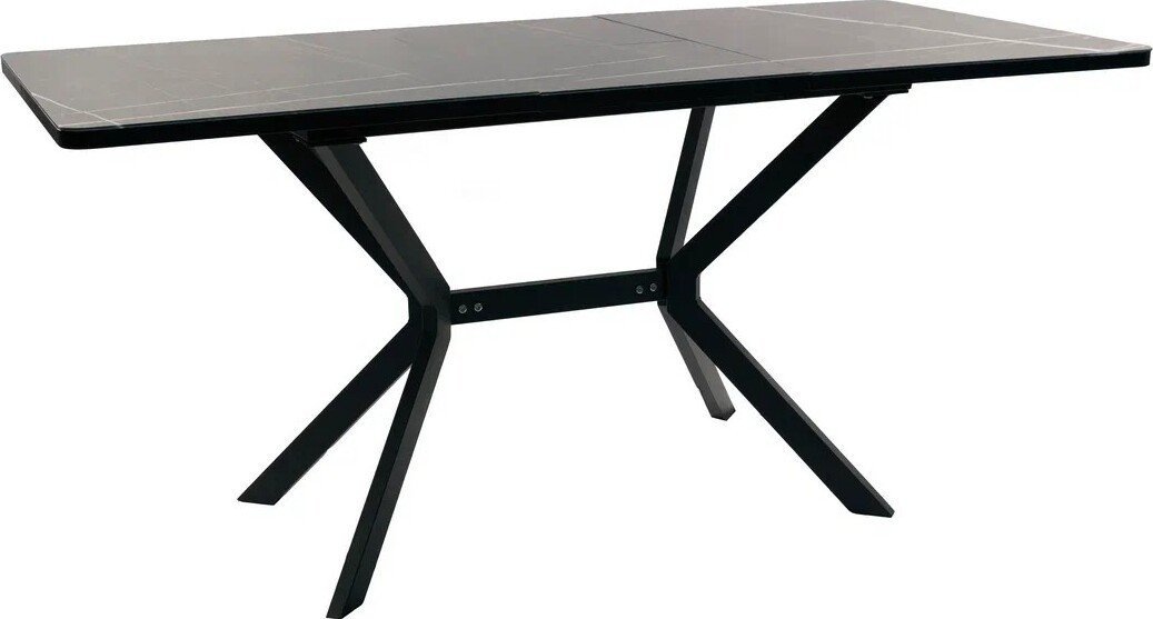 Кухонный стол ВВР Миллер (Миллер Мрамор черный 3/черный №7, стекло 120-160/80) - фото