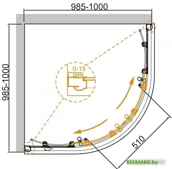 Душевой уголок Cezares Giubileo-R-2-100-Scorrevole-CP-G - фото2