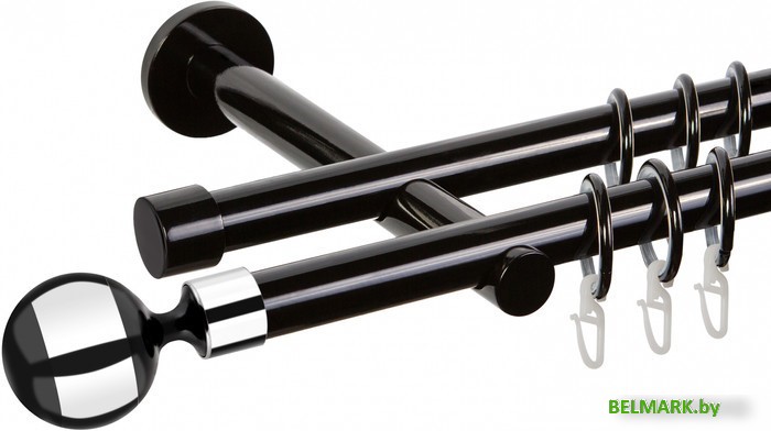 Карниз для штор АС ФОРОС Dance D19Г/19Г + наконечники Шар хром (2.4м, черный) - фото