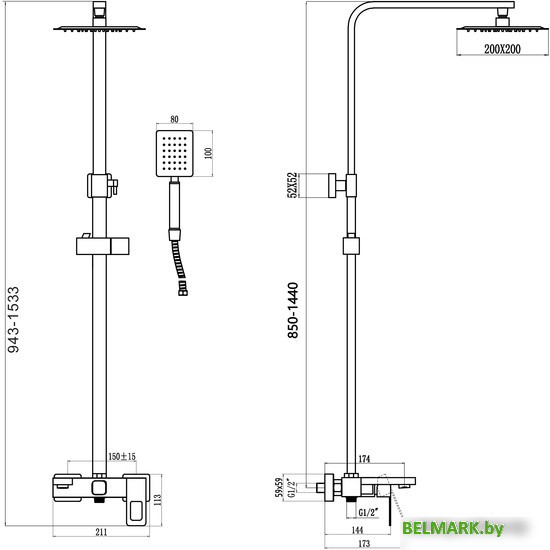 Душевая система Savol S-SUS5003H - фото2