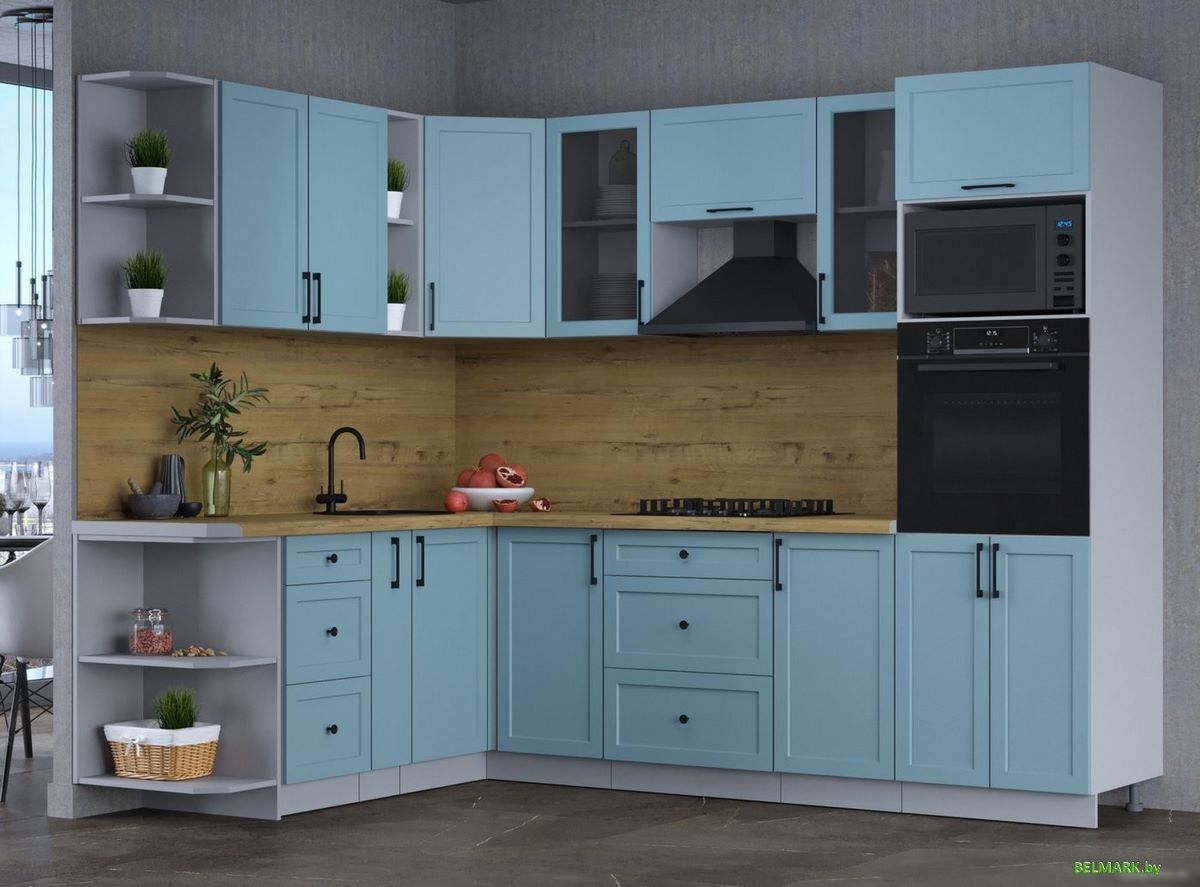 Готовая кухня Интерлиния Тренд 1.88x2.6 ВТ левая (океан/океан/дуб бунратти) - фото2